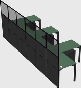 Shared l-shaped cubicle