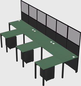 Shared l-shaped cubicle