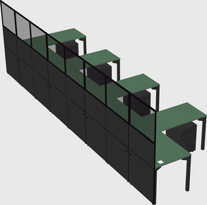 Shared l-shaped cubicle