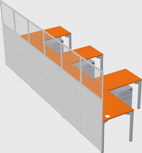 Shared l-shaped cubicle