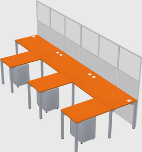 Shared l-shaped cubicle