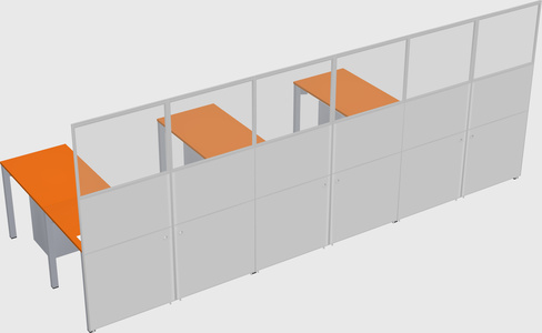 Shared l-shaped cubicle