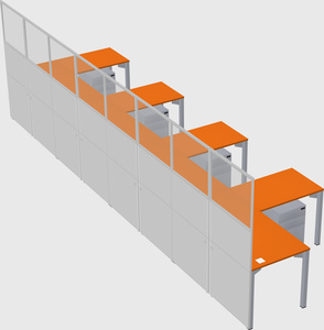 Shared l-shaped cubicle
