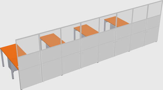 Shared l-shaped cubicle