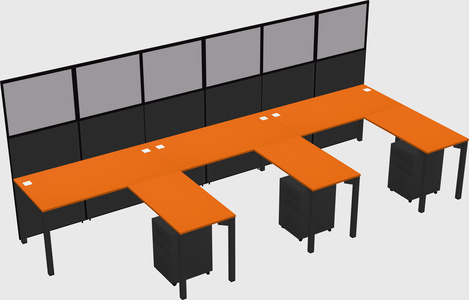 Shared l-shaped cubicle