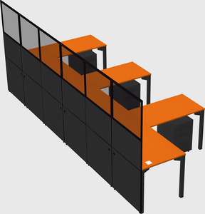 Shared l-shaped cubicle