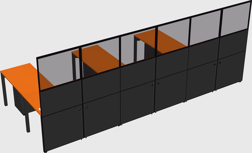 Shared l-shaped cubicle