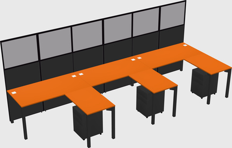 Shared l-shaped cubicle