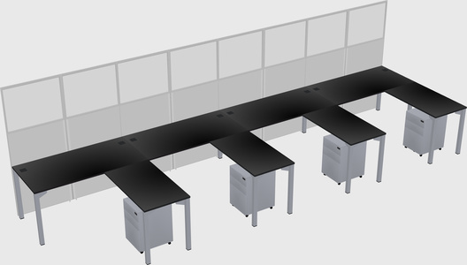 Shared l-shaped cubicle
