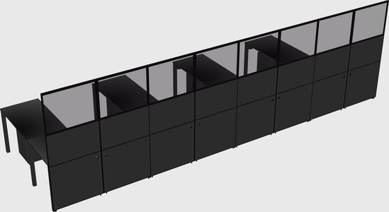Shared l-shaped cubicle
