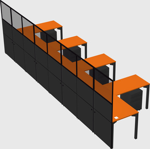 Shared l-shaped cubicle