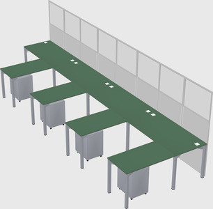 Shared l-shaped cubicle