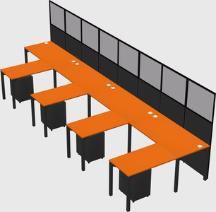 Shared l-shaped cubicle