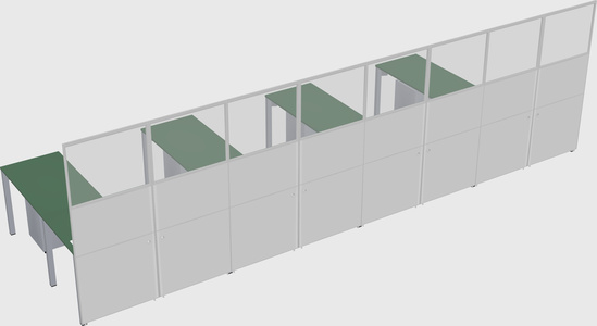 Shared l-shaped cubicle