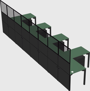 Shared l-shaped cubicle