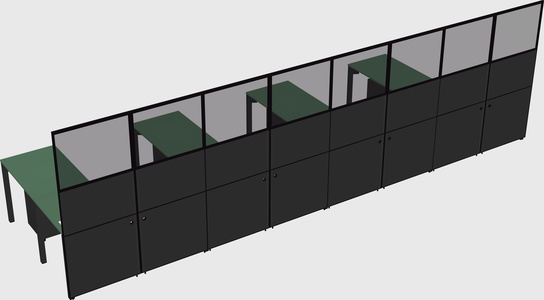 Shared l-shaped cubicle