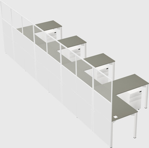 Shared l-shaped cubicle