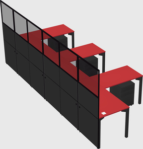 Shared l-shaped cubicle