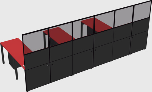 Shared l-shaped cubicle