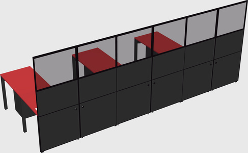 Shared l-shaped cubicle