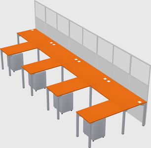 Shared l-shaped cubicle