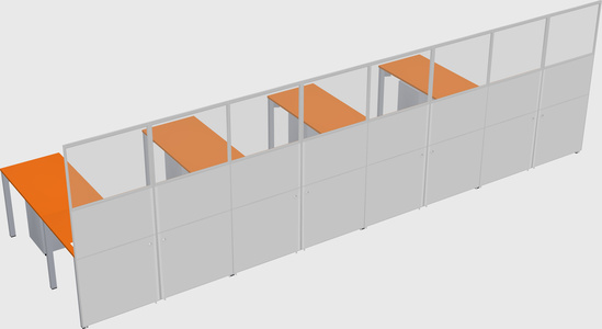 Shared l-shaped cubicle