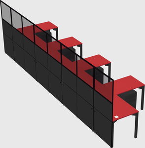 Shared l-shaped cubicle