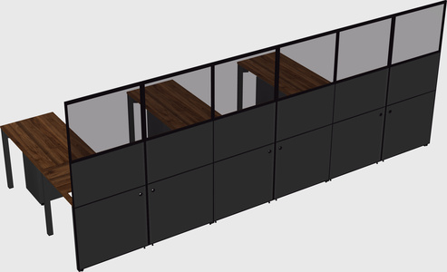 Shared l-shaped cubicle