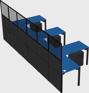 Shared l-shaped cubicle