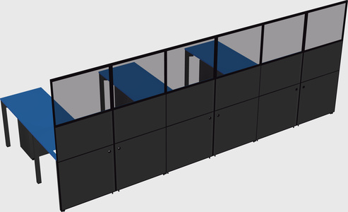 Shared l-shaped cubicle