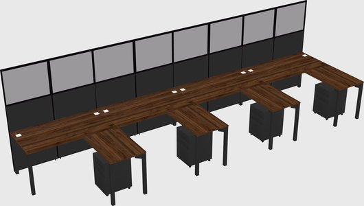 Shared l-shaped cubicle
