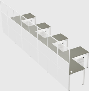 Shared l-shaped cubicle