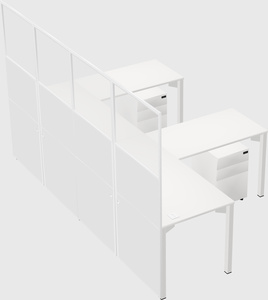 Shared l-shaped cubicle