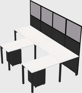 Shared l-shaped cubicle