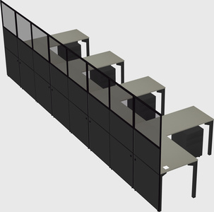 Shared l-shaped cubicle