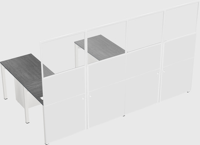 Shared l-shaped cubicle