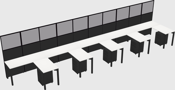 Shared l-shaped cubicle