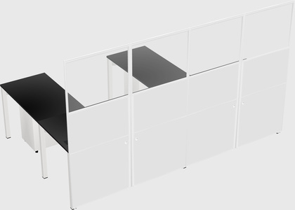 Shared l-shaped cubicle