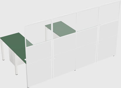 Shared l-shaped cubicle