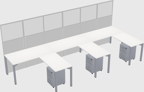 Shared l-shaped cubicle