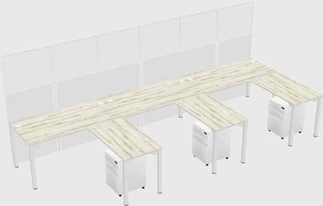 Shared l-shaped cubicle