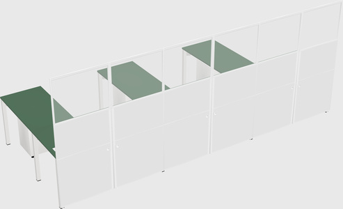 Shared l-shaped cubicle