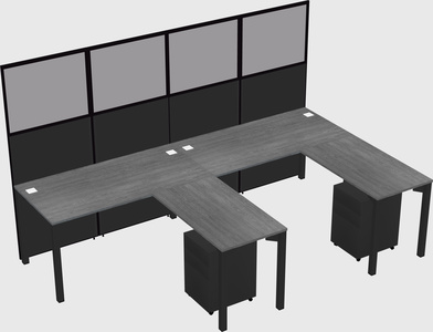 Shared l-shaped cubicle