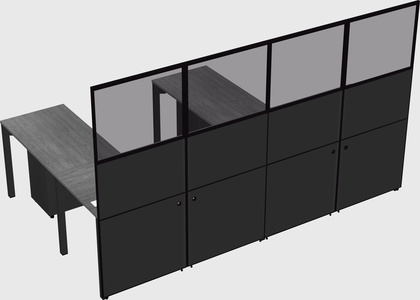 Shared l-shaped cubicle
