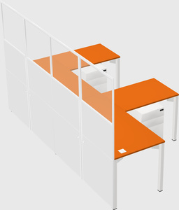 Shared l-shaped cubicle