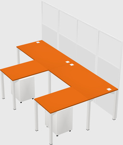 Shared l-shaped cubicle