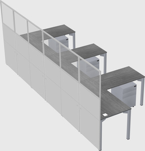 Shared l-shaped cubicle
