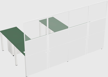 Shared l-shaped cubicle