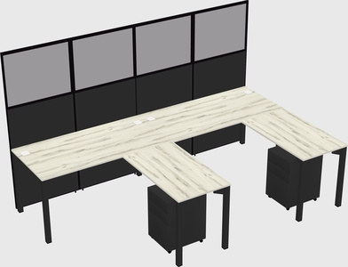 Shared l-shaped cubicle