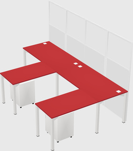 Shared l-shaped cubicle